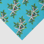 Starfish in Holly Aqua Blue Kerstmis Tissuepapier (Detail)