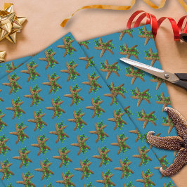 Starfish in Holly Deep Zee Blue Beach Kerstmis Tissuepapier