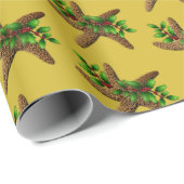 Starfish in Holly Gold Beach kerst Cadeaupapier (Rol Hoek)