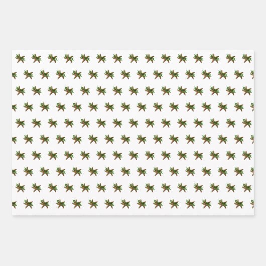 Starfish in Holly Tropical kerstpattern White Inpakpapier Vel (Voorkant 3)