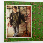 Starfish in Holly Two Big Photoded Kerstmis Drieluik Wenskaart (Binnenzijde eerst)