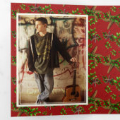 Starfish in Holly Two Big Photoded Kerstmis   Drieluik Wenskaart (Binnenzijde eerst)