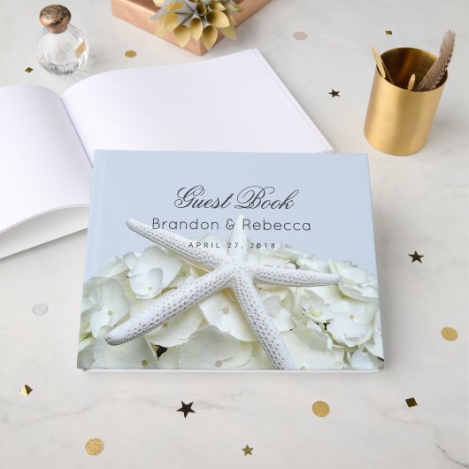 Starfish in Hydrangea Light Blue Weddenschap Gastenboek (Voorkant open)