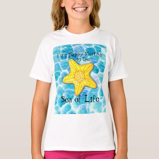 Starfish in Ocean "Zee of Life" T-shirt (Voorkant)