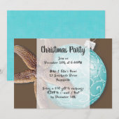 Starfish in Ornament Coastal kerstparty Invite Kaart (Voorkant / Achterkant)
