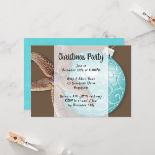 Starfish in Ornament Coastal kerstparty Invite Kaart