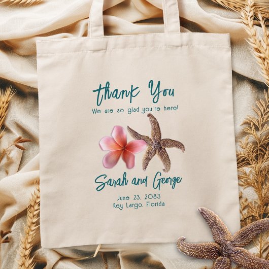 Starfish in Plumeria Welcome Wedding Bag Tote Bag