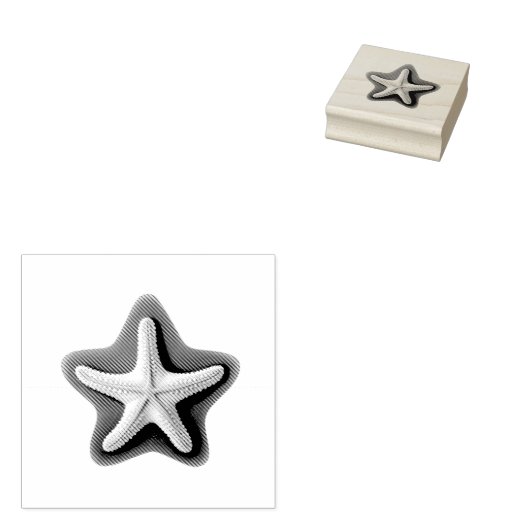 Starfish in Star Silhouette Rubberstempel (Gestempeld)