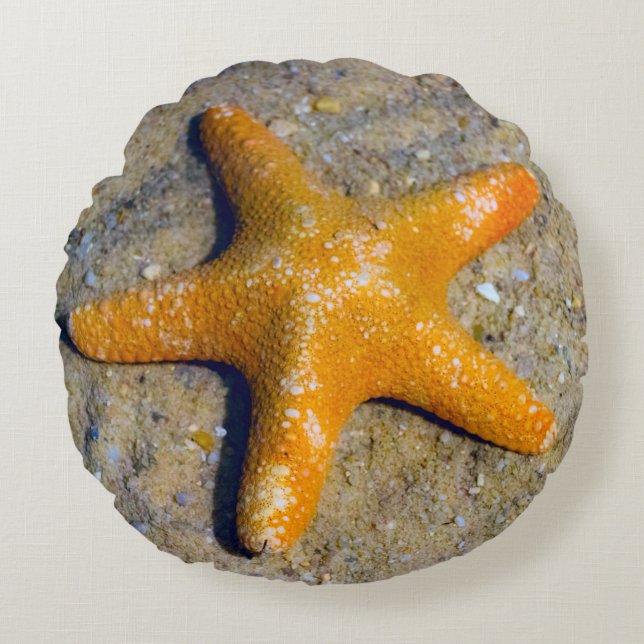 Starfish in the Sand Beach Theme Rond Kussen (Voorkant)