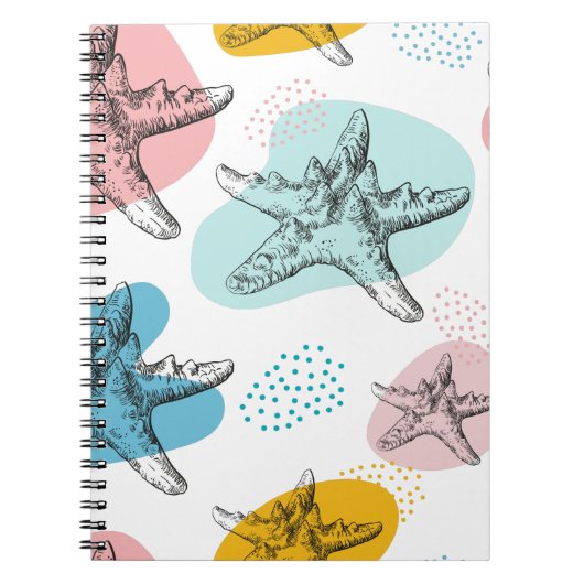 Starfish in trendy kleuren elegant patroon notitieboek (Voorkant)