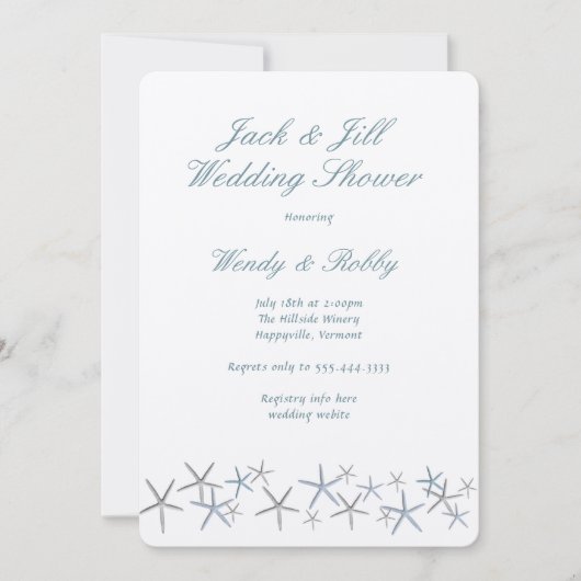 Starfish Jack n Jill Wedding Shower Kaart (Voorkant)