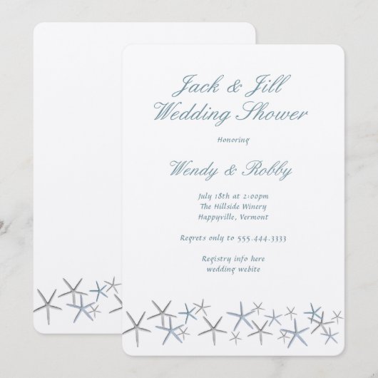 Starfish Jack n Jill Wedding Shower Kaart (Voorkant / Achterkant)
