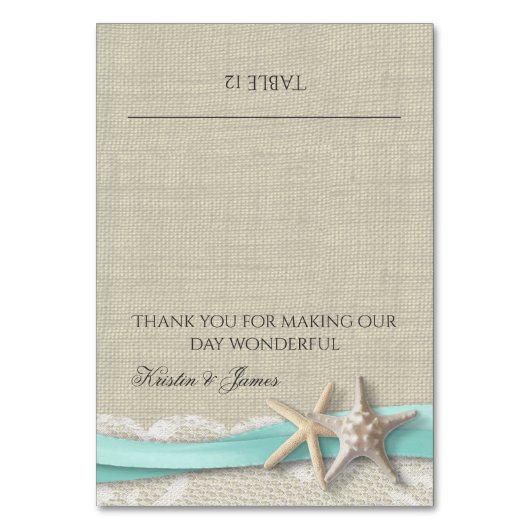 Starfish kant en lint plaats kaart (Voorkant)