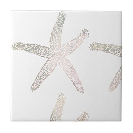 Starfish Kastal Beach Gray White Trendy Cool Tegeltje (Voorkant)