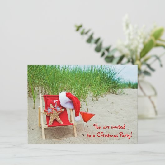 Starfish Kerstfeest uitnodigen Kaart (Staand voorkant)