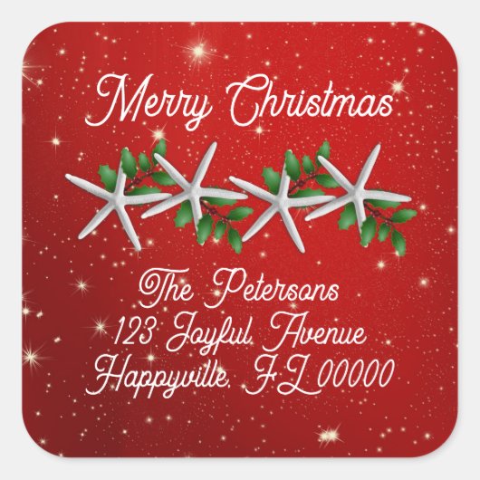 Starfish Kerstman Adres Envelope zegels (Voorkant)