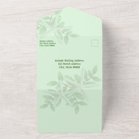 Starfish Kerstmis Groet Foto All In One Uitnodiging (Buitenkant)