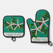 Starfish Kerstmis keuken bakken Ovenwant & Pannenlap Set (Voorkant)