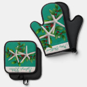 Starfish Kerstmis keuken bakken Ovenwant & Pannenlap Set (Voorkant / Achterkant)