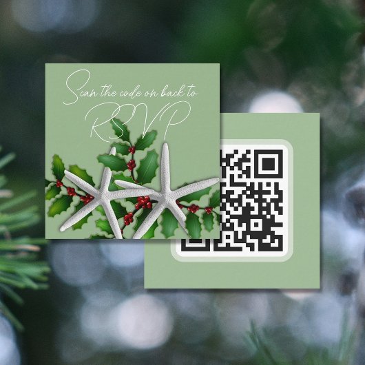 Starfish Kerstmis QR-code RSVP Informatiekaartje