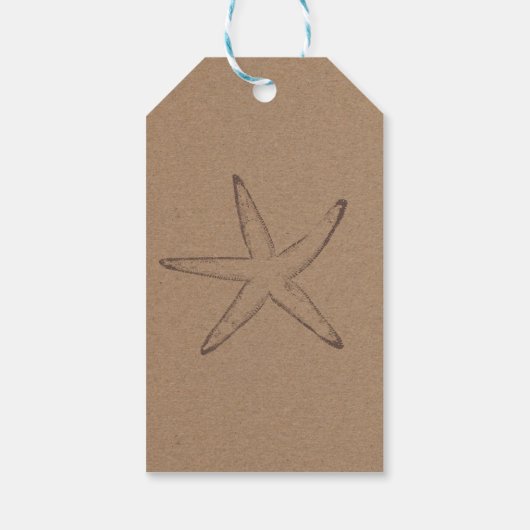Starfish Kraft-papier | nautische bruiloft dank u Cadeaulabel (Achterkant)
