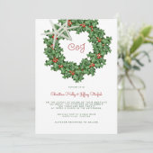 Starfish krans bruiloft op kerst uitnodiging (Staand voorkant)