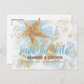 Starfish kuststrand die geacht wordt de datumkaart aankondigingskaart (Voorkant / Achterkant)