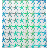 Starfish Kuststrand Multicolor Blauwgroen witte ko Douchegordijn (Voorkant)