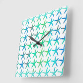 Starfish Kuststrand Multicolor Blauwgroen witte st Vierkante Klok (Hoek)