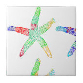 Starfish Kuststrand Multicolor Pattern Moderne Tegeltje (Voorkant)
