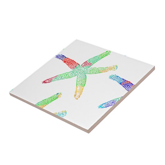 Starfish Kuststrand Multicolor Pattern Moderne Tegeltje (Zijkant)