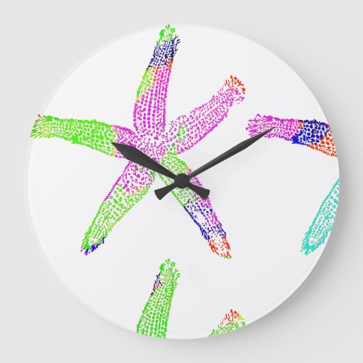Starfish Kuststrand Multicolor Pattern White Grote Klok (Voorkant)