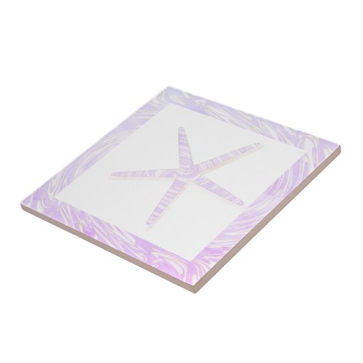 Starfish Kuststrand Roze Paars wit Nautisch Tegeltje (Zijkant)