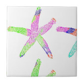 Starfish Kuststrand White Multicolor Pattern Tegeltje (Voorkant)
