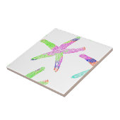 Starfish Kuststrand White Multicolor Pattern Tegeltje (Zijkant)