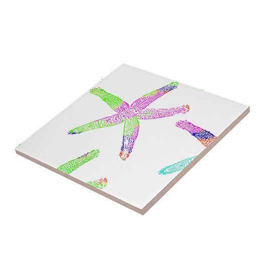 Starfish Kuststrand White Multicolor Pattern Tegeltje (Zijkant)