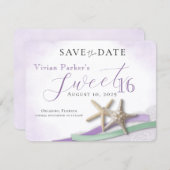 Starfish Lace Sweet 16 Save the Date (Voorkant / Achterkant)