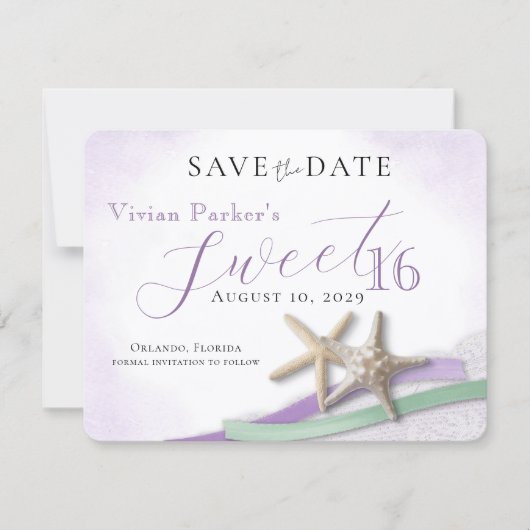 Starfish Lace Sweet 16 Save the Date (Voorkant)