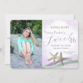 Starfish Lace Sweet 16 Save the Date with Photo (Voorkant)