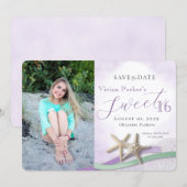Starfish Lace Sweet 16 Save the Date with Photo (Voorkant / Achterkant)