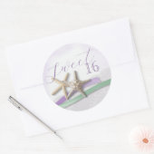 Starfish Lavender and Mint Ribbon Sweet 16 Ronde Sticker (Envelop)