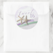 Starfish Lavender and Mint Ribbon Sweet 16 Ronde Sticker (Tas)