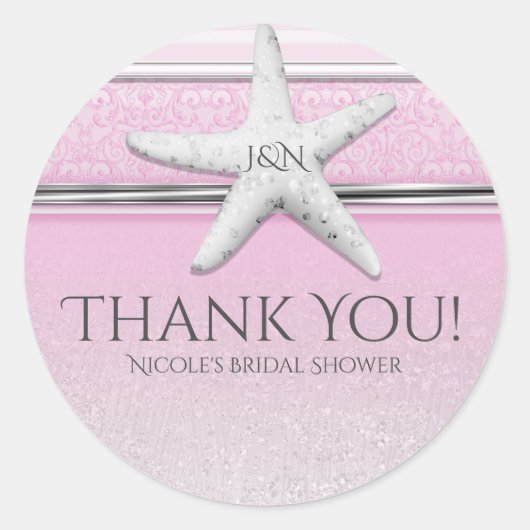 Starfish lavender roze legant beugel ronde sticker (Voorkant)