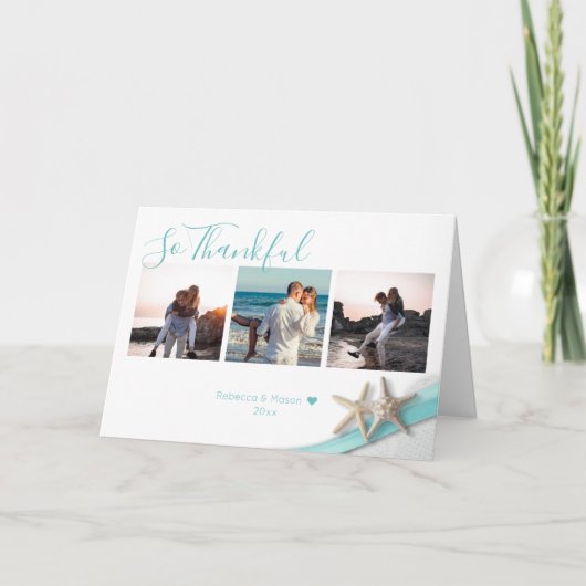 Starfish lint en kant dankbaar met foto bedankkaart (Voorkant)