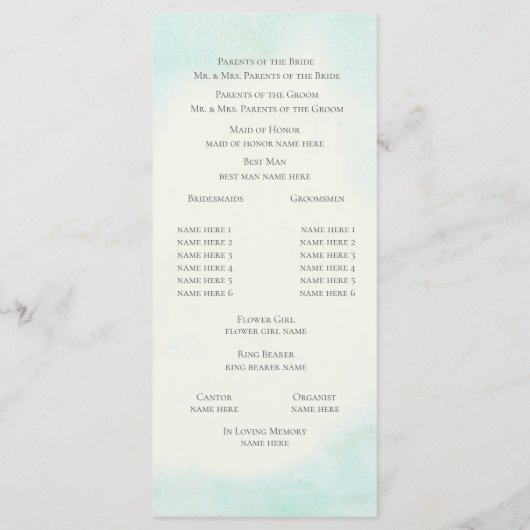 Starfish Lint en Lace Beach Romance Programmakaart (Achterkant)