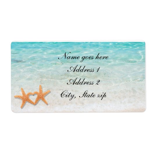 Starfish Love Beach Ocean & Sand Wedding Labels (Voorkant)