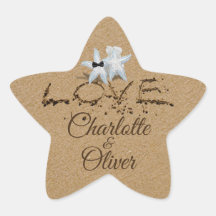 Starfish Love in de Sand Typography Stickers