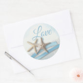 Starfish Love Sky Blue Ribbon and Lace Classic Ronde Sticker (Envelop)