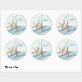 Starfish Love Sky Blue Ribbon and Lace Classic Ronde Sticker (Vel)