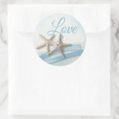 Starfish Love Sky Blue Ribbon and Lace Classic Ronde Sticker (Tas)